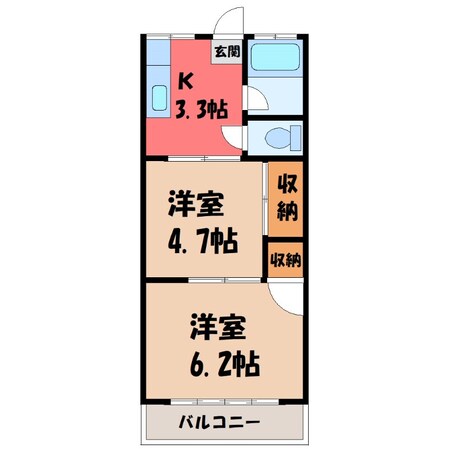 東武宇都宮駅 徒歩8分 2階の物件間取画像